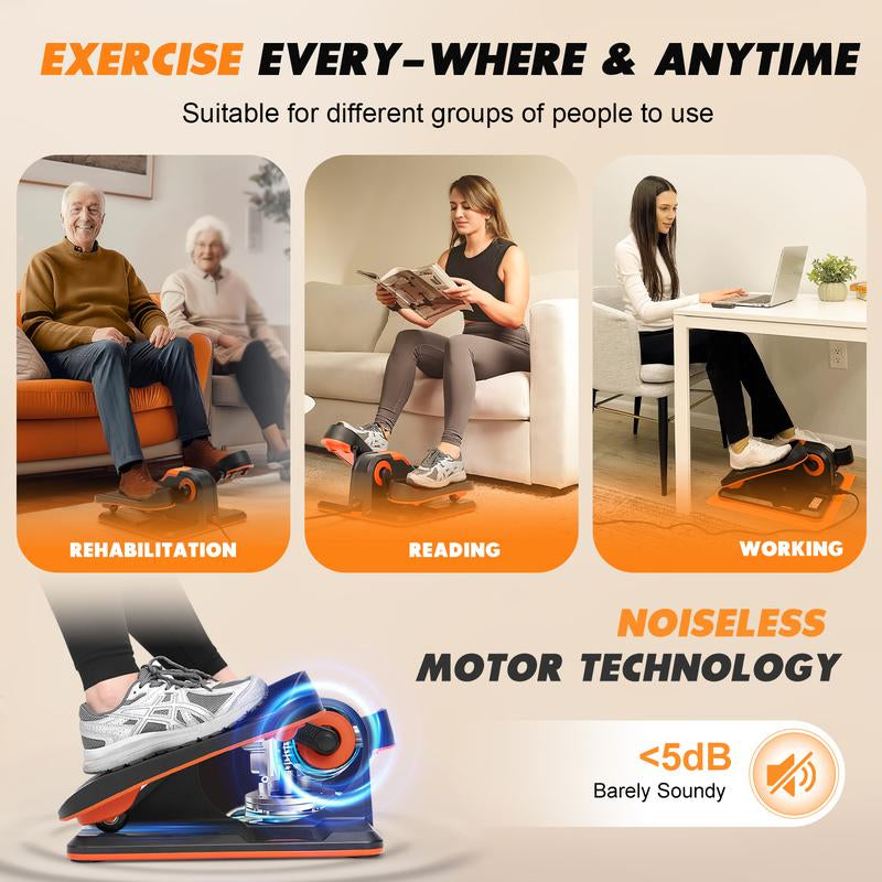 TOUSAINS Mini Electric Elliptical Machine with Electric and Resistance Mode, App Control for under Desk Leg Seated Exerciser, Home Workout Equipment