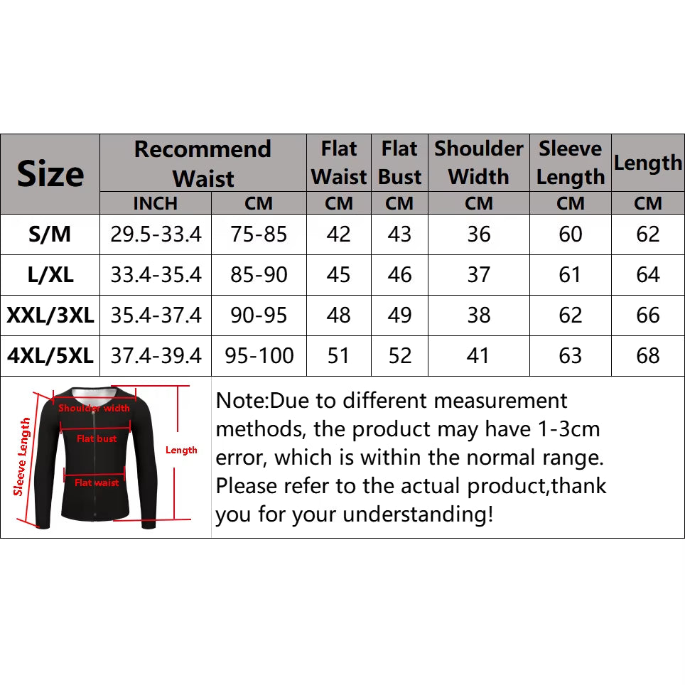Men's Sauna Suit for Weight Loss and Fitness Training - Zippered Long Sleeve Sportswear for Running and Workouts