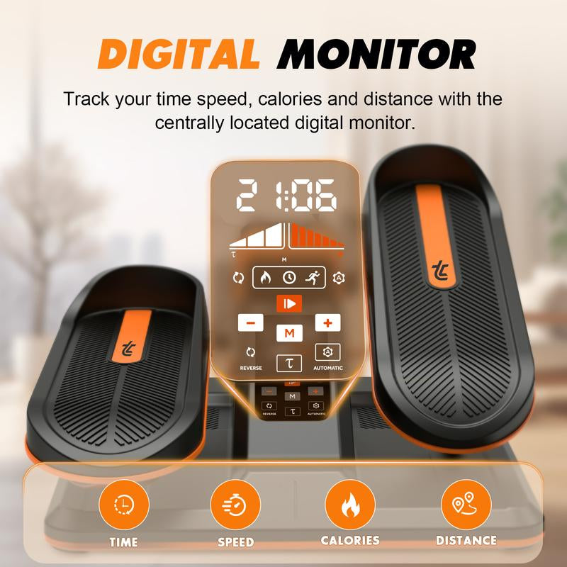 TOUSAINS Mini Electric Elliptical Machine with Electric and Resistance Mode, App Control for under Desk Leg Seated Exerciser, Home Workout Equipment