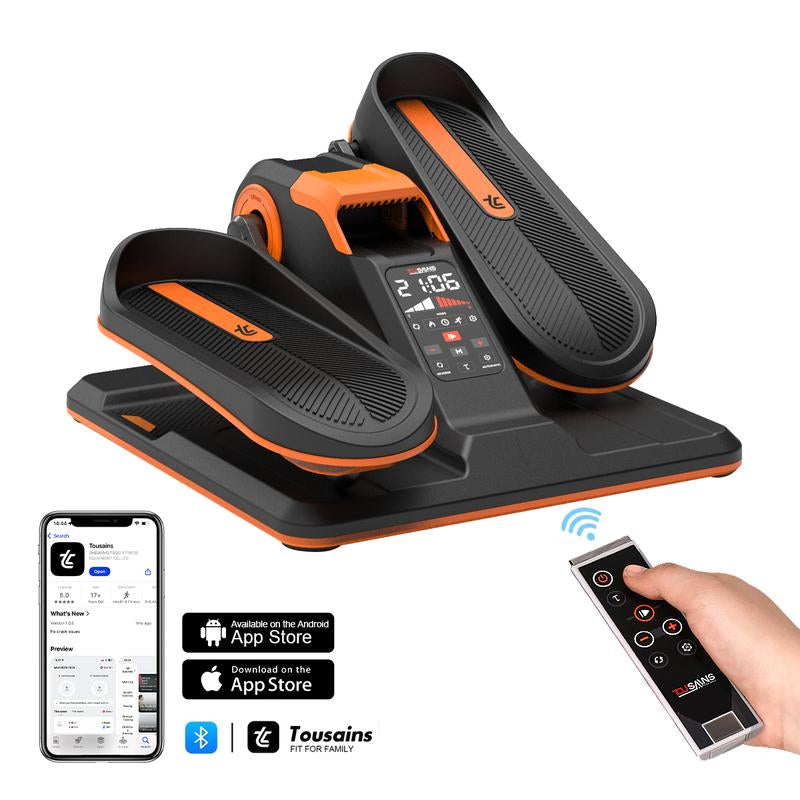 TOUSAINS Mini Electric Elliptical Machine with Electric and Resistance Mode, App Control for under Desk Leg Seated Exerciser, Home Workout Equipment